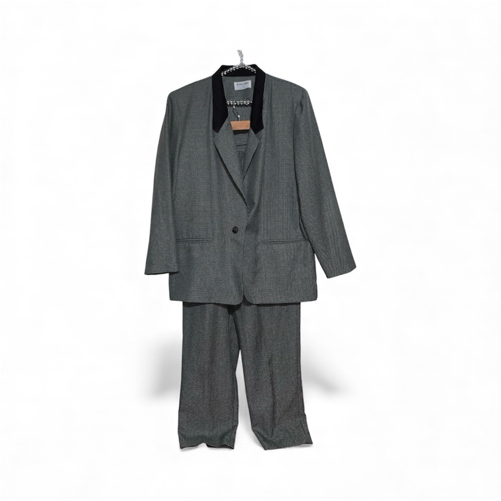 Alfred Dunner 2 Pc Suit Sz 14 Pants & Jacket black and white houndstooth